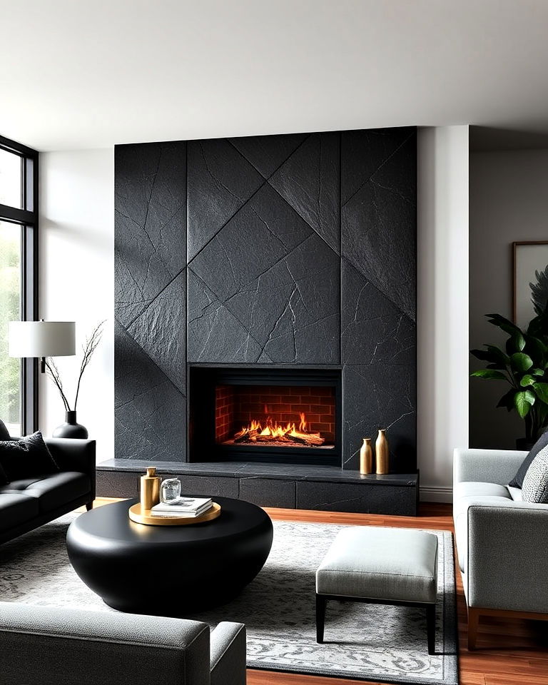 Black Stone Fireplace Ideas: Transform Your Living Space with Elegant Design - Image 1