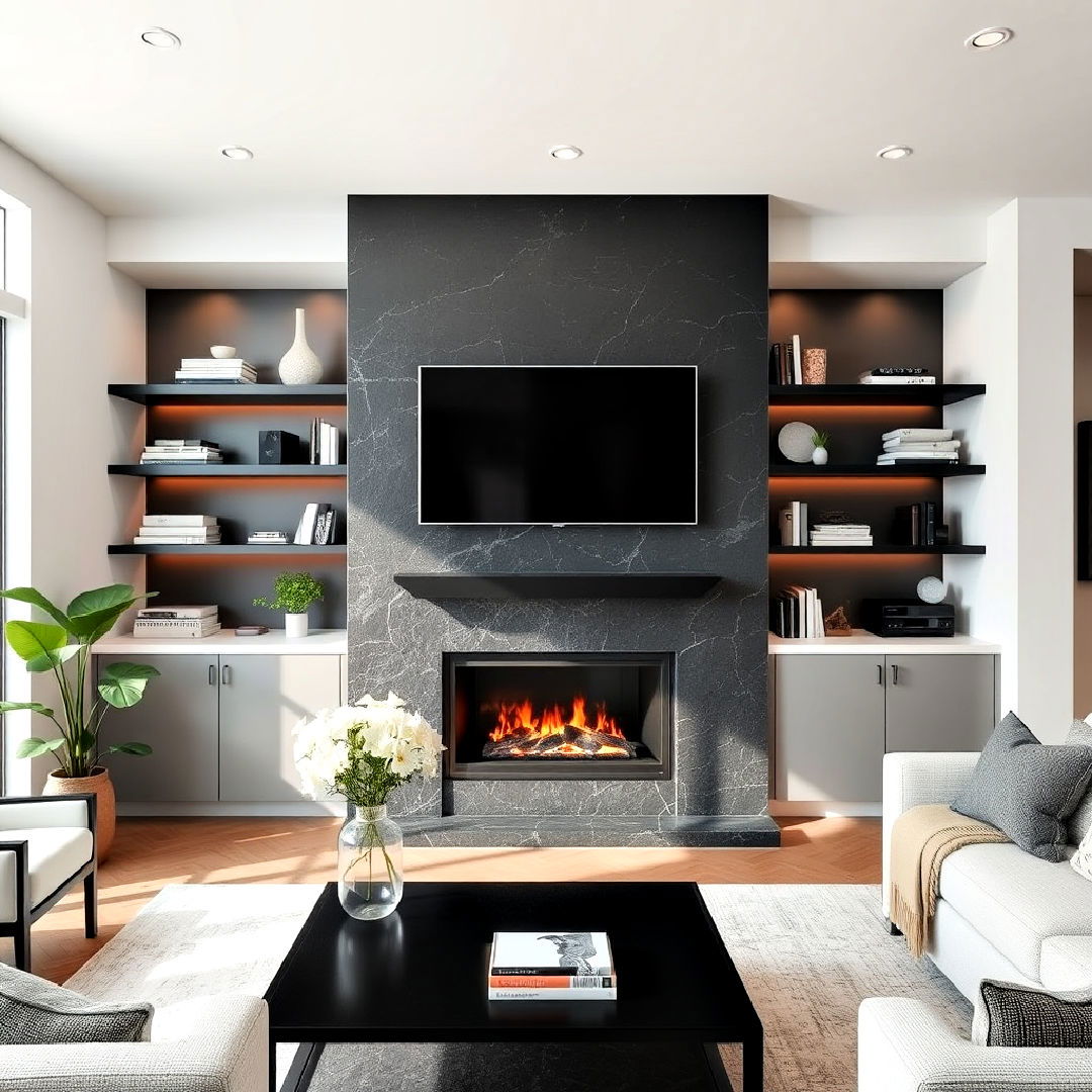 Black Stone Fireplace Ideas: Transform Your Living Space with Elegant Design - Image 2